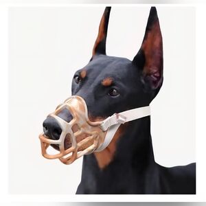 New Humanized Adjustable Orange Dog Muzzle Allows Eating & Drinking